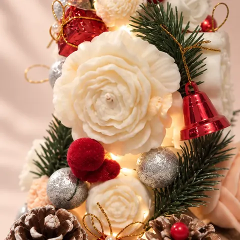 Árbol de Navidad de flores: detalle de la cera