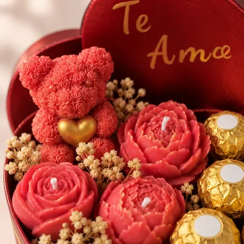 Corazón «Te amo»: detalle de la cera