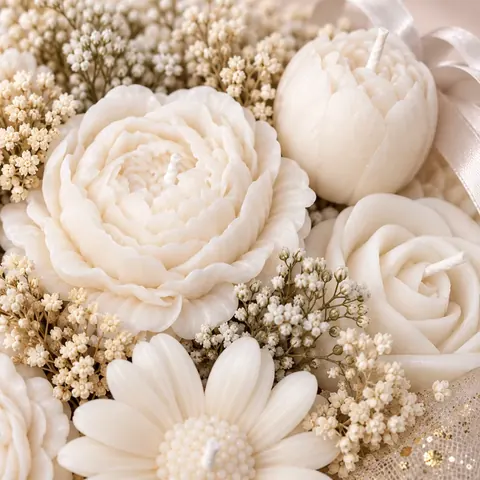 Ramo Blanco Novia: detalle de la cera